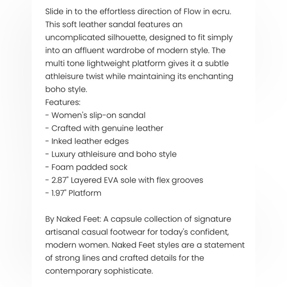 Naked Feet Flow Platform Sandals in Ecru Leather size 9 - Picture 3 of 11